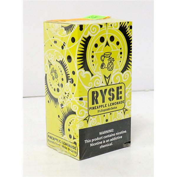 BOX W/10 RYSE PINEAPPLE LEMON 5% DISPOSABLE E-CIGS