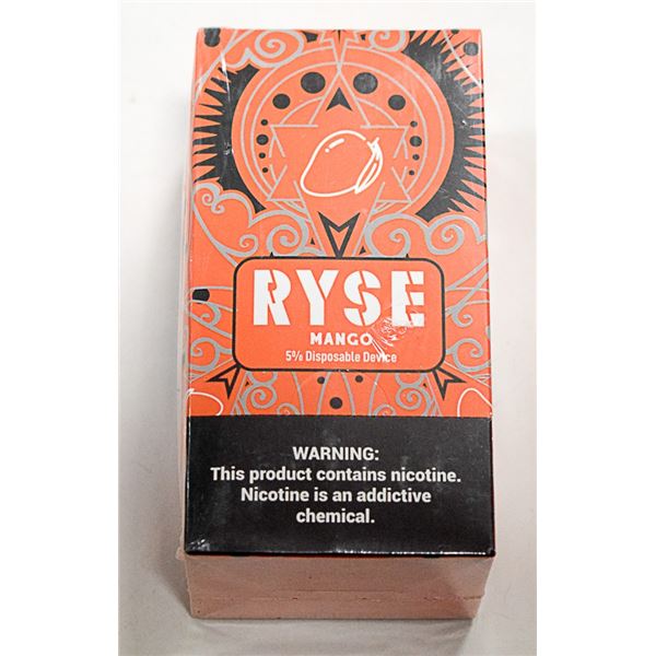 BOX WITH 10 RYSE MANGO 5% DISPOSABLE E-CIGS