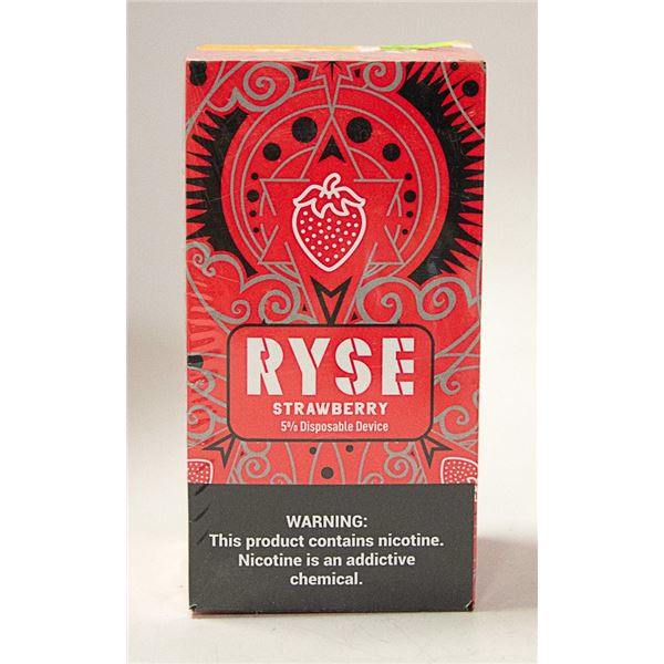 BOX W/ 10 RYSE STRAWBERRY 5% DISPOSABLE E-CIGS