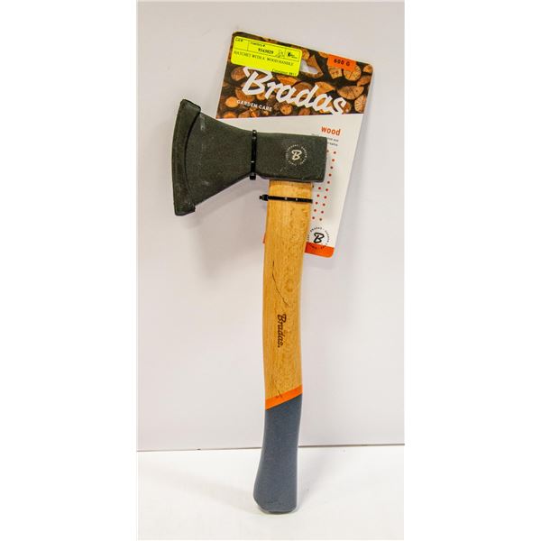 HATCHET WITH A WOOD HANDLE