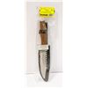 11" WOOD HANDLED HUNTING KNIFE  WITH SERRATED BACK