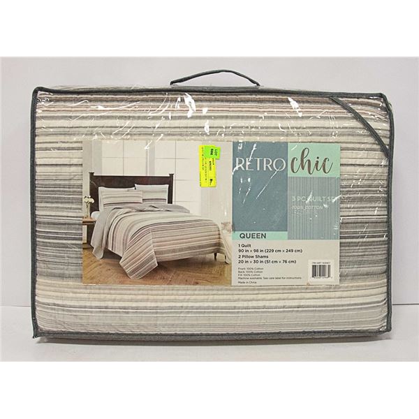 RETRO CHIC 3 PC QUEEN SET W/ 1 QUILT & 2 PILLOW SH