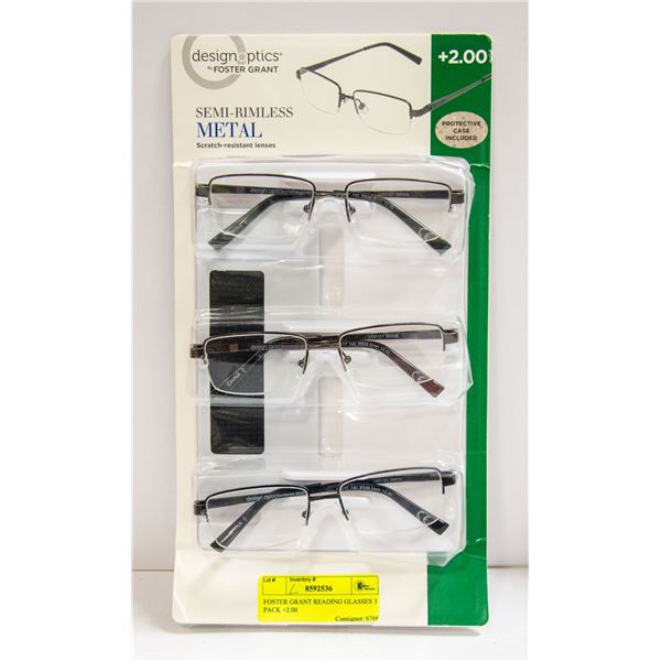 FOSTER GRANT READING GLASSES 3 PACK +2.00