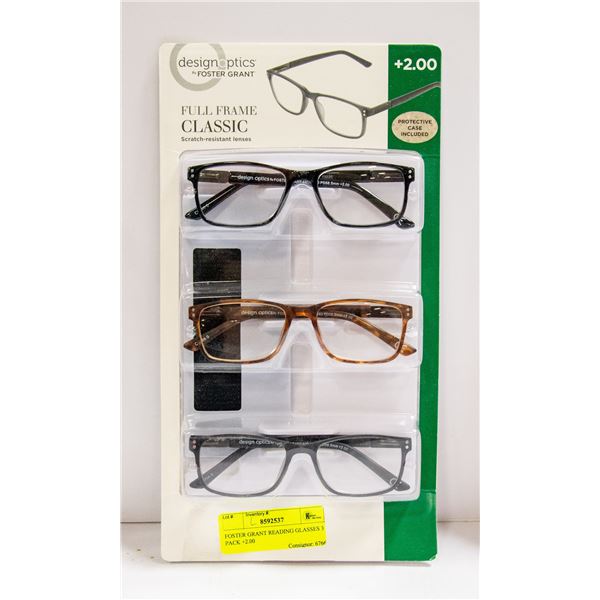 FOSTER GRANT READING GLASSES 3 PACK +2.00