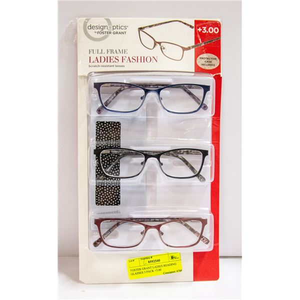 FOSTER GRANT LADIES READING GLASSES 3 PACK +3.00