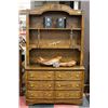 Image 1 : WOOD CARVED BUFFET & HUTCH WITH SHIP DESIGN