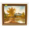 Image 1 : OIL ON CANVAS BY ARTIST SIGNED MOUNTAIN SCENE