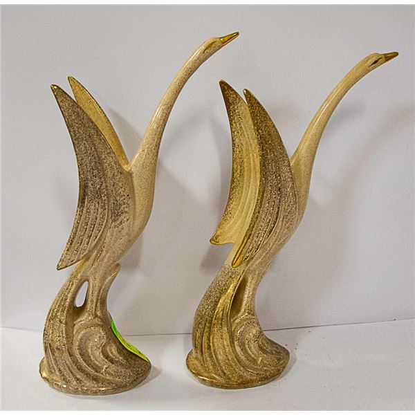 PAIR OF FLYING SWAN FIGURES 16  TALL