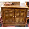 VINTAGE WOOD SIDE TABLE W/ LEATHER TOP