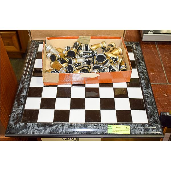 18.5  X 18  CERAMIC CHESS BOARD W/ CERAMIC PIECE