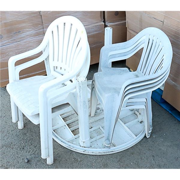 PLASTIC PATIO TABLE WITH 6 CHAIRS