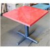 Image 1 : RED WOOD TOP WITH METAL BASE COMMERCIAL TABLE