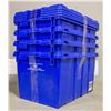 Image 1 : BUNDLE OF 4 BLUE STACKABLE STORAGE TOTES