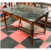 Image 1 : VINTAGE MARBLE TOP TABLE WITH BRASS ACCENTS