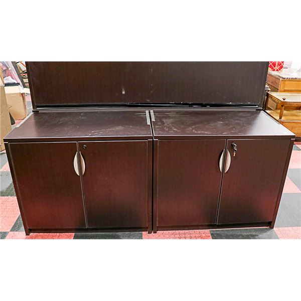 PAIR OF WOOD TONE OFFICE CABINETS