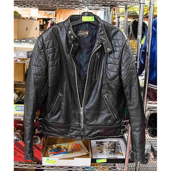 TAILOR MADE LEATHER MOTORCYCLE JACKET APPROX S:40