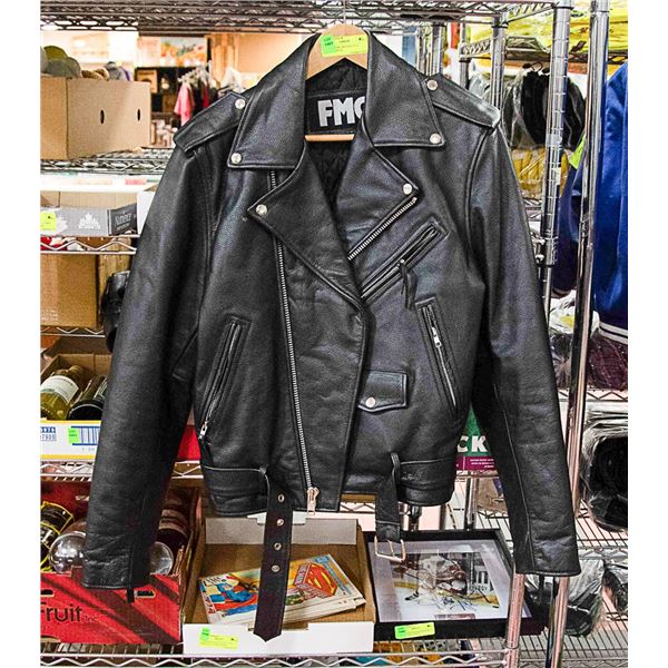 LEATHER FMC MOTORCYCLE JACKET SIZE 38