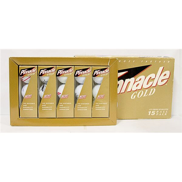 15 PACK PINNACLE GOLD GOLF BALLS. NEW IN BOX.