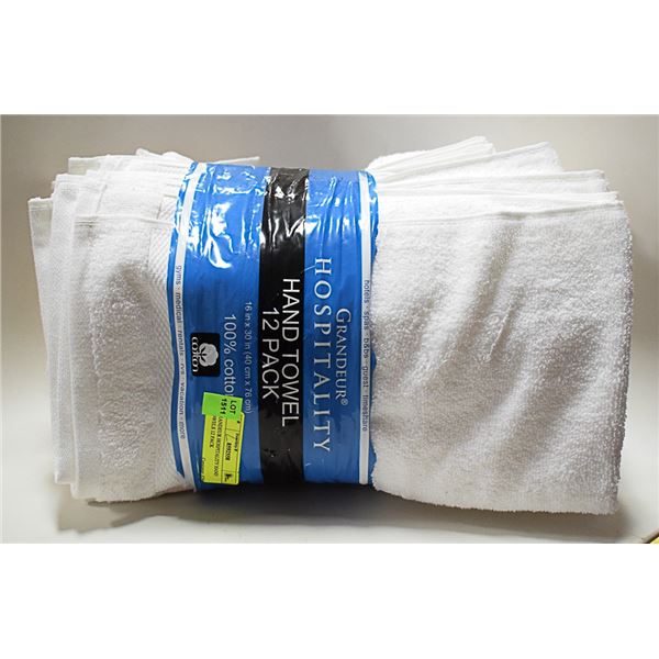 GRANDEUR HOSPITALITY HAND TOWELS 12 PACK