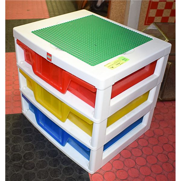 3 LEVEL LEGO BRAND ORGANIZING CABINET FULL OF