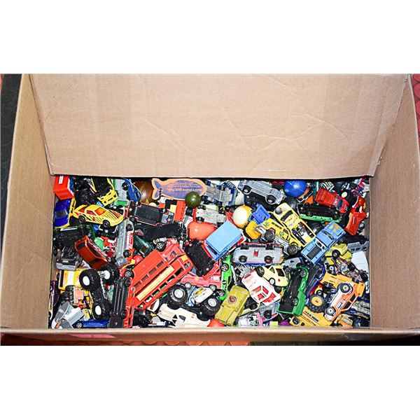 BOX LOT OF ASSORTED TOY CARS HOT-WHEELS + MORE