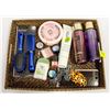 Image 1 : TRAY BASKET WITH NEW MAKEUP + HAIR PRODUCTS