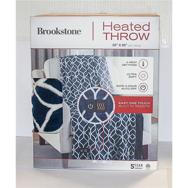 BROOKSTONE HEATED THROW 50 X 60 4 HEAT SETTINGS