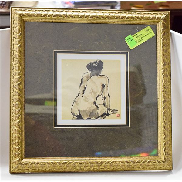 PICASSO NUDE FRAMED APPROX 14 X 14 STAMPED SEAL