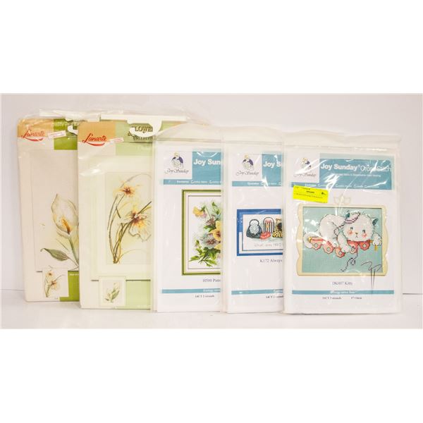 5 CROSS STITCH KIT PACKAGES