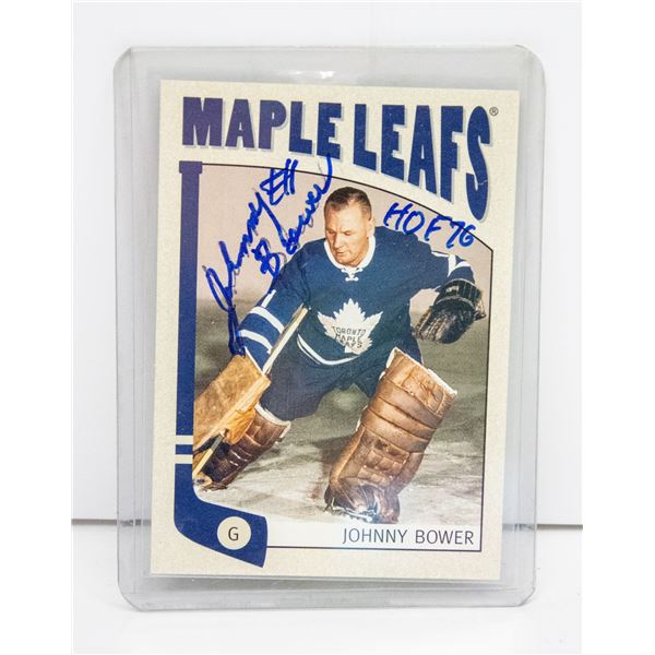 JOHNNY BOWER SIGNED TORONTO MAPLE LEAFS CARD