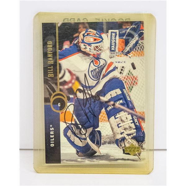 BILL RANFORD SIGNED EDMONTON OLERS CARD