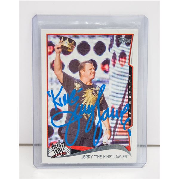 JERRY THE KING LAWLER AUTOGRAPHED WWE CARD