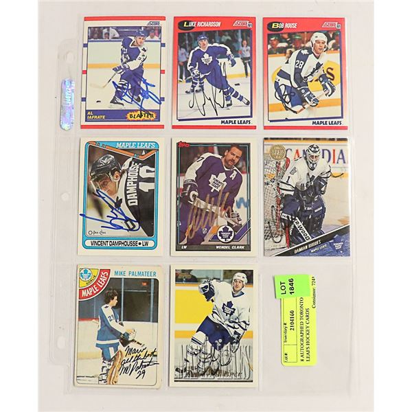 8 AUTOGRAPHED TORONTO MAPLE LEAFS HOCKEY CARDS