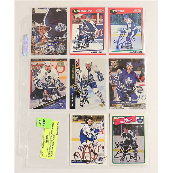 8 AUTOGRAPHED TORONTO MAPLE LEAFS HOCKEY CARDS