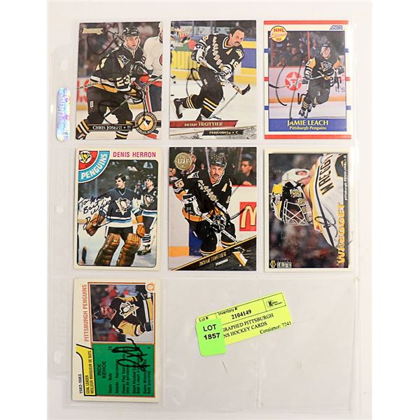 7 AUTOGRAPHED PITTSBURGH PENGUINS HOCKEY CARDS