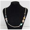 Image 1 : 32" STAINLESS STEEL NECKLACE W/ ASSORTED STONES