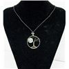 16" NECKLACE "TREE OF LIFE" ON BLACK ROPE W/ GREY