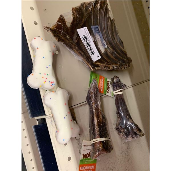 lot of dog chews and bones