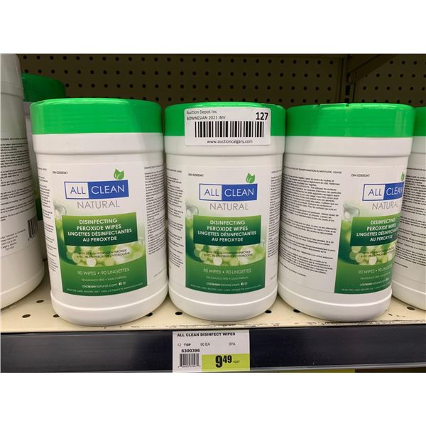 All Clean natural peroxide wipes 3 x 90