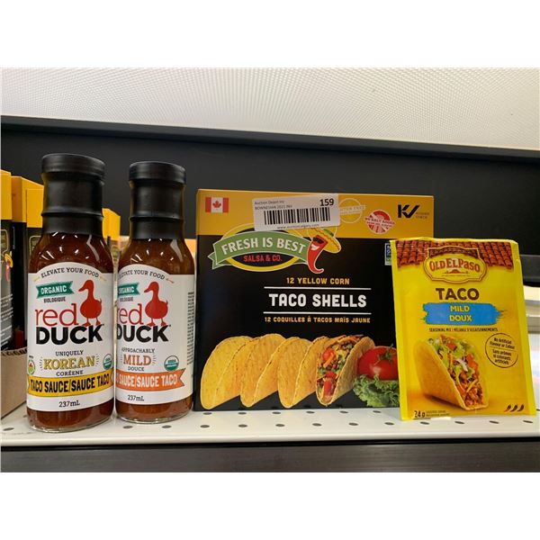 Taco Night supplies shells, seasoning, etc