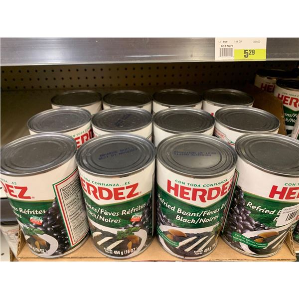 Case lot of Herdez refried black beans 12 x 454g