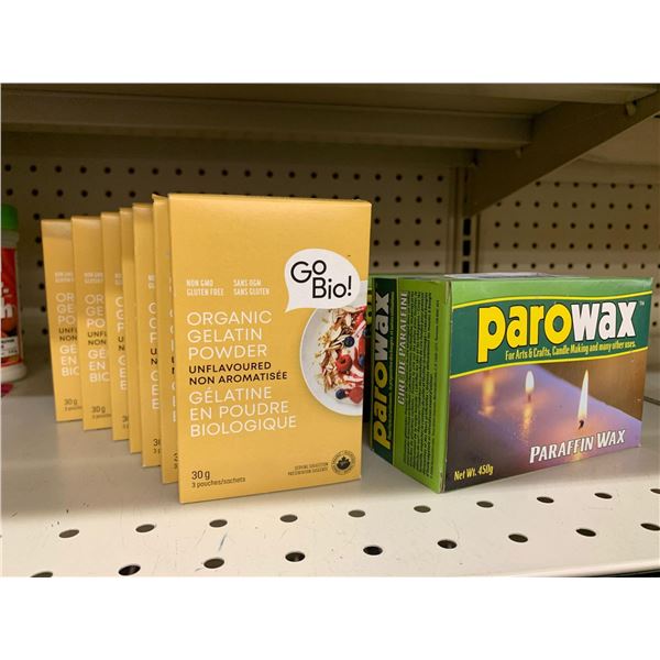 Lot of organic gelatin & paro wax