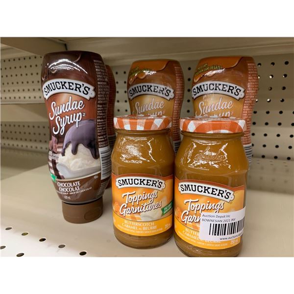 Smuckers asst syrups and toppings lot of 6