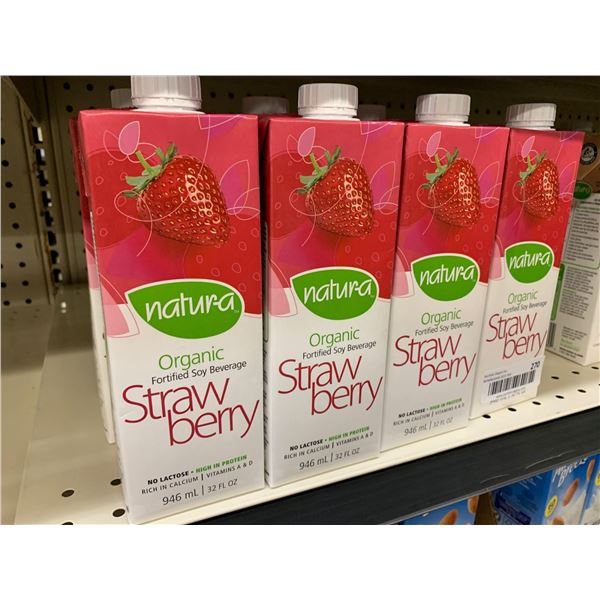 Natura Organic strawberry soy beverage lot of 8 x 946ml