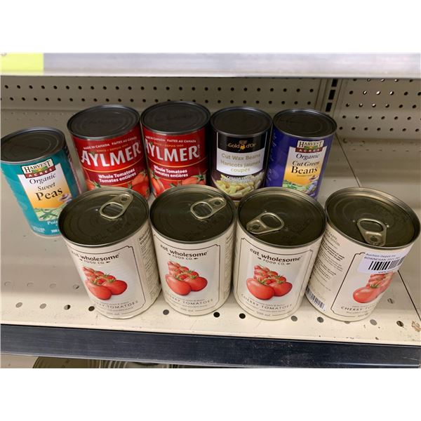Lot of 9 asst canned foods