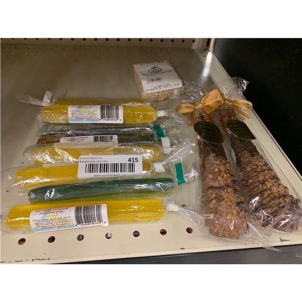 Lot of Old Fashioned Handmade Rock Candy Sticks and Chocolate Dipped Pretzels