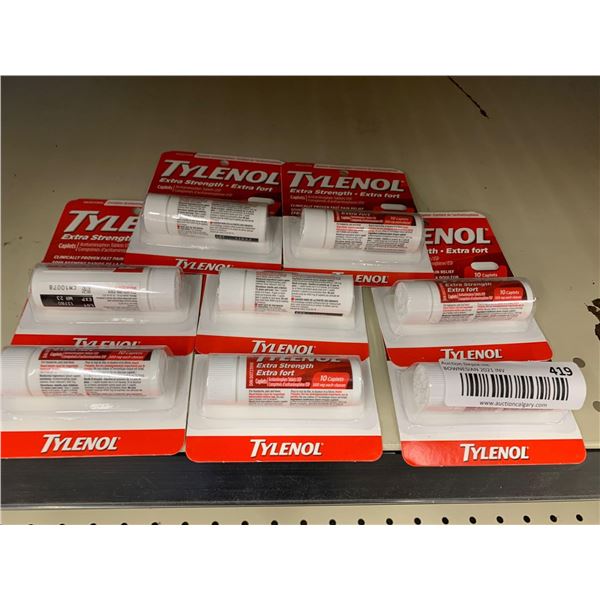 Tylenol 10 Caplet Extra Strength Pain Relievers Lot of 8