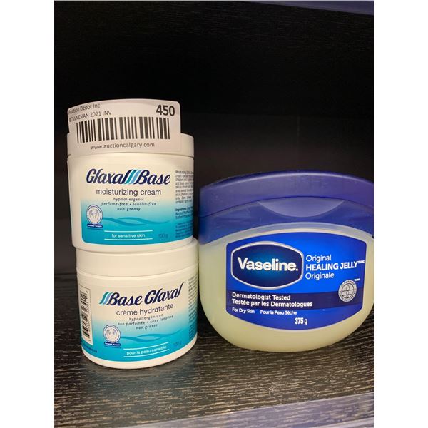 Vaseline Jelly and Glaxal Base Moisturising Cream Lot of 3
