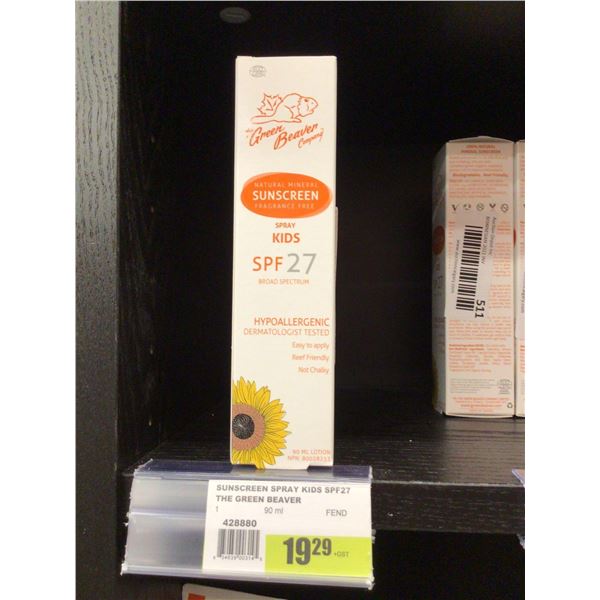 Green Beaver Company Kids Natural Mineral SPF 27 Suncreen Spray (90mL)