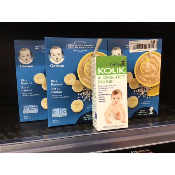 Gerber Rice Banana Baby Cereal and Gripe Water Lot of 4